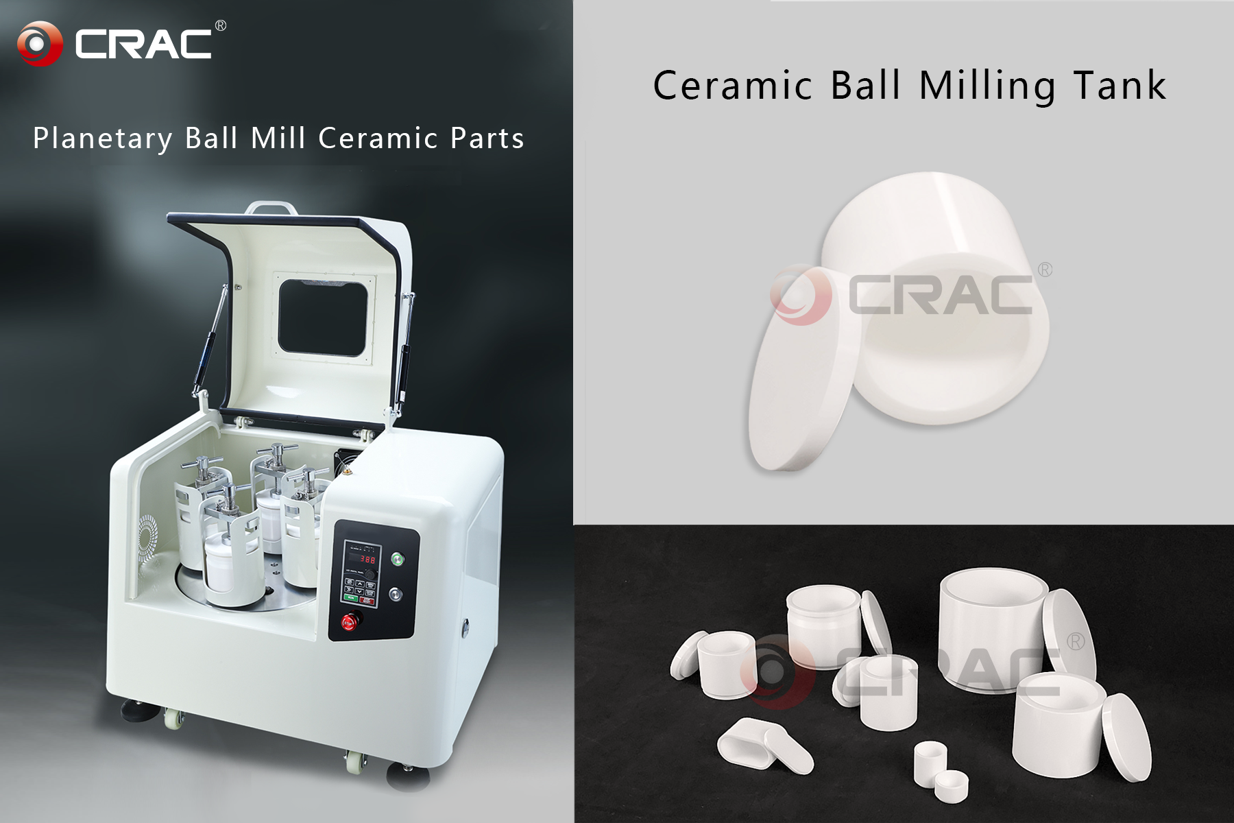 Ceramic ball milling jar set